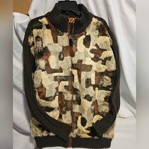 Ladys Trutus Biancarra Sweater with Fur Accents Sz. L Brown
